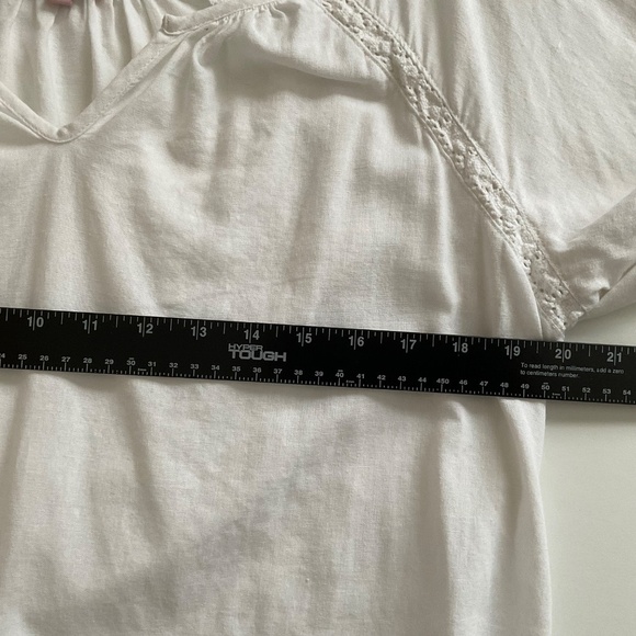 Saint Tropez West Blouse XL White Lace Keyhole Boho Cottagecore Peasant Summer - Picture 6 of 8